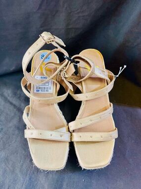 Beige Strappy Stud Sandals - Women